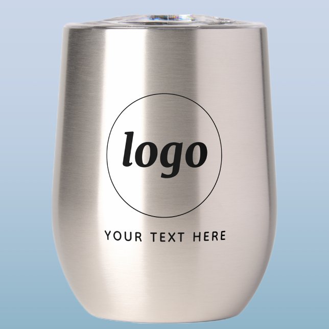 Simple Logo With Text Business Promotional Thermal Wine Tumbler (Logo with custom text promotional business branding thermal tumbler)