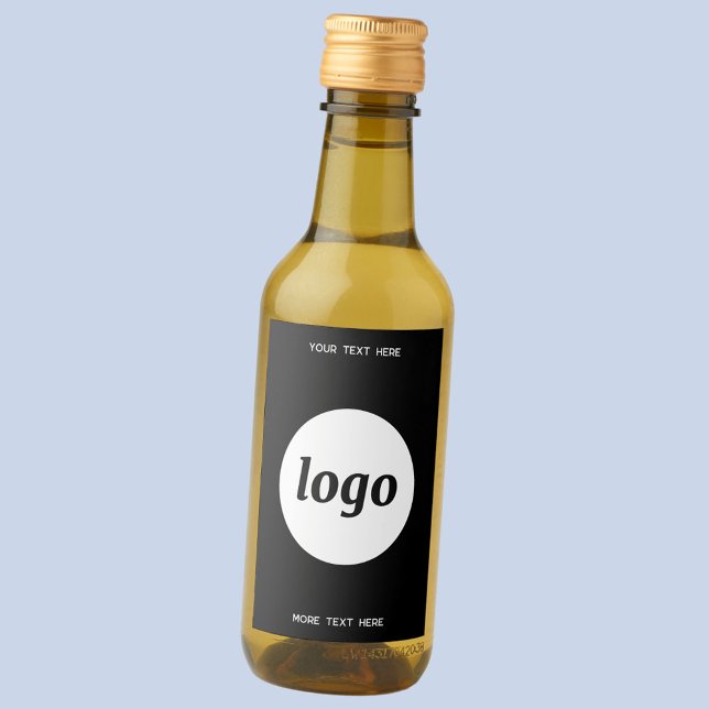 Simple Logo With Text Business Promotional Wine Label (Simple logo with custom text promotional business branding mini wine bottle label)