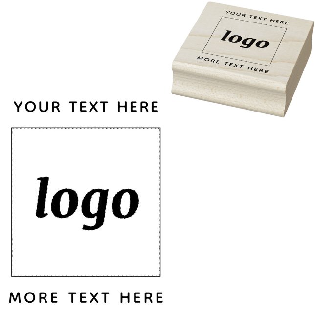 Simple Logo With Text Business Rubber Stamp (Simple logo with custom text business branding promotional rubber stamp with optional handle)