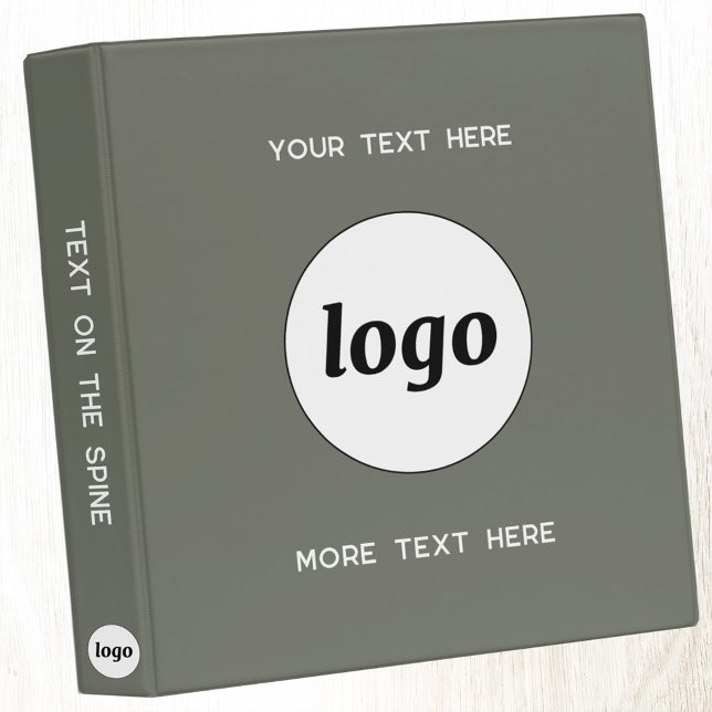 Simple Logo With Text Business Sage Green 3 Ring Binder (Simple logo with custom text business promotional sage green 3 ring binder)