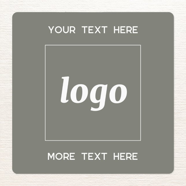 Simple Logo With Text Business Sage Green Labels (Simple logo with custom text business branding promotional sticker labels in sage green)