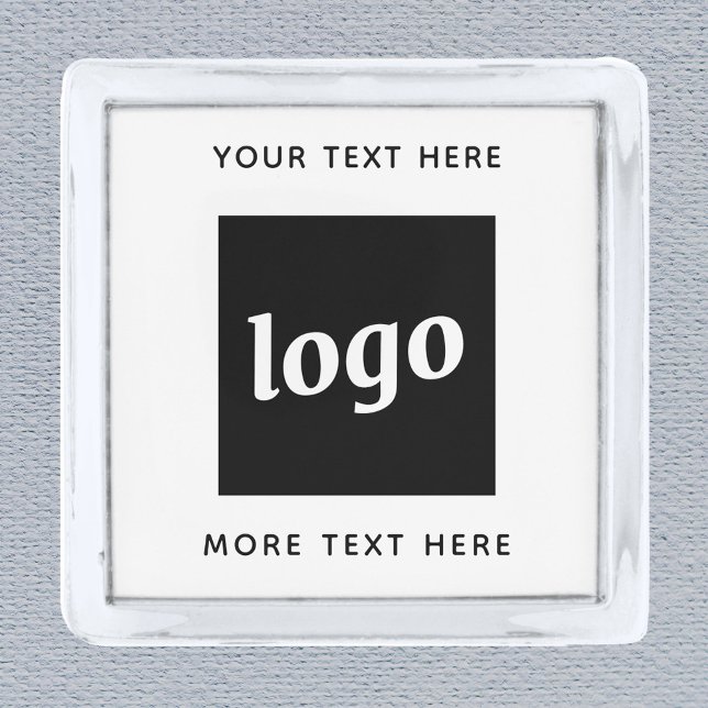 Simple Logo With Text Business Silver Finish Lapel Pin (Logo with custom text business promotional branding lapel pin)