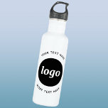 Simple Logo With Text Business Stainless Steel Water Bottle<br><div class="desc">Add your own logo and choice of text to this design.  Remove the top or lower text if you prefer.  Minimalist and professional to promote brand loyalty.  Great for employee branding,  or as a promotional product for your clients and customers.</div>