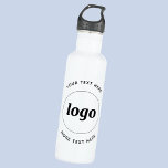 Simple Logo With Text Business Stainless Steel Water Bottle<br><div class="desc">Add your own logo and choice of text to this design.  Remove the top or lower text if you prefer.  Minimalist and professional branding to promote brand loyalty.  Great for employee branding,  or as a promotional product for your clients and customers.</div>