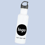 Simple Logo With Text Business Stainless Steel Water Bottle<br><div class="desc">Add your own logo and choice of text to this design.  Remove the text if you prefer.  Minimalist and professional to promote brand loyalty.  Great for employee branding,  or as a promotional product for your clients and customers.</div>