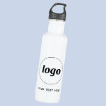 Simple Logo With Text Business Stainless Steel Water Bottle<br><div class="desc">Add your own logo and choice of text to this design.  Remove the text if you prefer.  Minimalist and professional to promote brand loyalty.  Great for employee branding,  or as a promotional product for your clients and customers.</div>