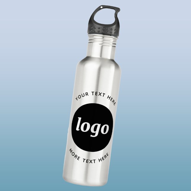 Simple Logo With Text Business Stainless Steel Water Bottle (Simple logo with custom text promotional business branding water bottle)