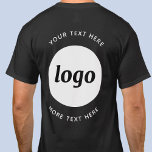Simple Logo With Text Business T-Shirt<br><div class="desc">Add your own logo and choice of text to this back print design.  Remove the top or lower text if you prefer.  Minimalist and professional.  Great for employee branding,  or as a promotional product for your clients and customers.</div>