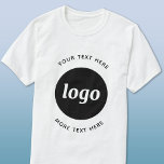 Simple Logo With Text Business T-Shirt<br><div class="desc">Add your own logo and choice of text to this design.  Remove the top or lower text if you prefer.  Minimalist and professional.  Great for employee branding,  or as a promotional product for your clients and customers.</div>