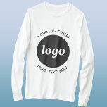 Simple Logo With Text Business T-Shirt<br><div class="desc">Add your own logo and choice of text to this design.  Remove the top or lower text if you prefer.  Minimalist and professional.  Great for employee branding,  for corporate events and trade shows,  or as a promotional product for your clients and customers.</div>