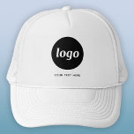 Simple Logo With Text Business Trucker Hat<br><div class="desc">Add your own logo and choice of text to this design.  Remove the text if you prefer.  Minimalist and professional.  Great for employee branding,  or as a promotional product for your clients and customers.</div>