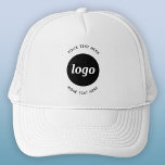 Simple Logo With Text Business Trucker Hat<br><div class="desc">Add your own logo and choice of text to this design.  Remove the top or lower text if you prefer.  Minimalist and professional.  Great for employee branding,  or as a promotional product for your clients and customers.</div>