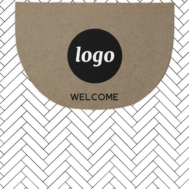 Simple Logo With Text Business Welcome Doormat (Logo and custom text business promotional doormat)