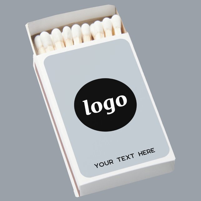 Simple Logo With Text Powder Blue Business Matchboxes (Logo and custom text professional business promotional match boxes)