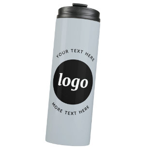 Simple Logo With Text Powder Blue Business Thermal Tumbler