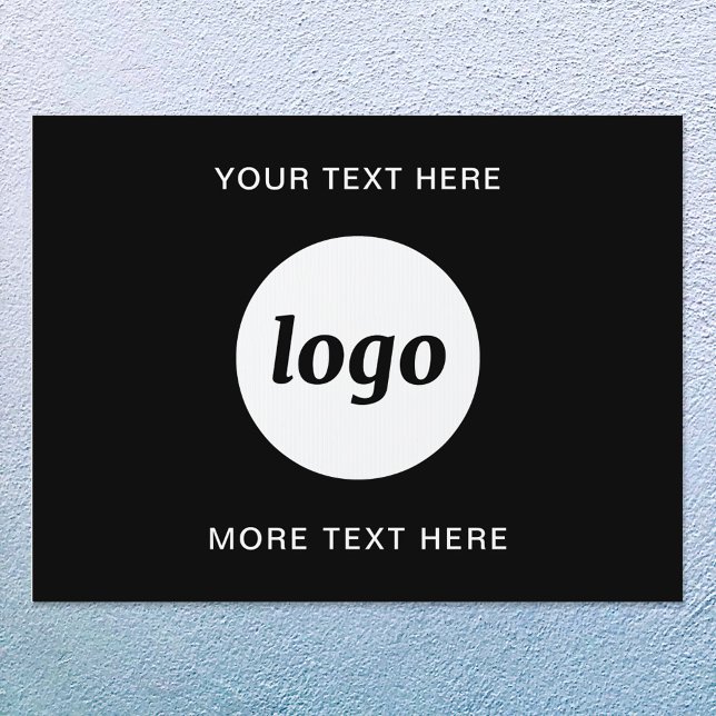 Simple Logo with Text Promotional Black Business Sign (Logo with custom text promotional business indoor or outdoor sign)