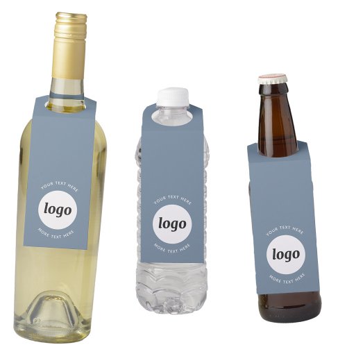 Simple Logo with Text Promotional Dusty Blue Gray Bottle Hanger Tag