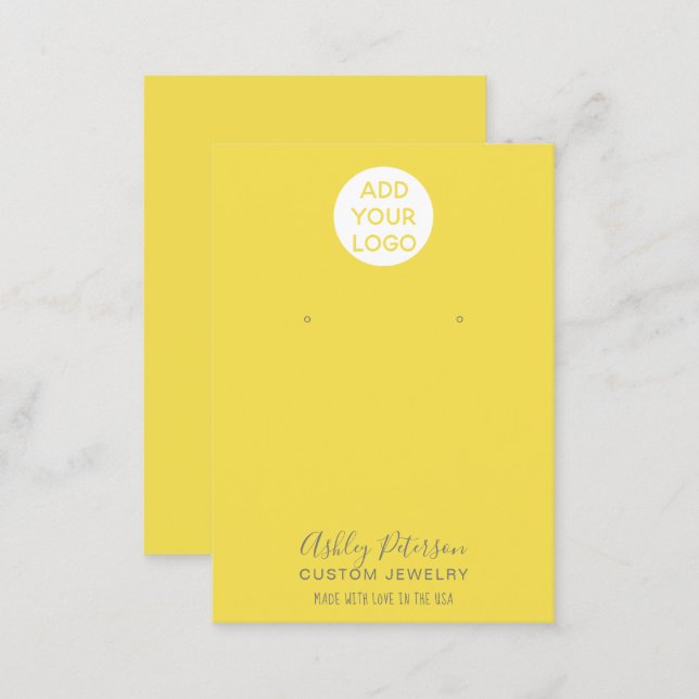 Simple logo yellow jewelry earring display business card (Front/Back)