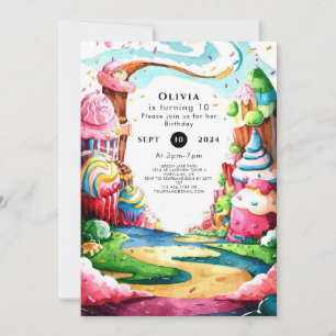 Simple Lollipop Candyland Birthday Invitation