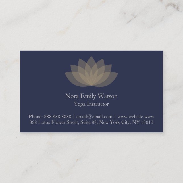 Simple Lotus Flower Blue Business Cards (Front)