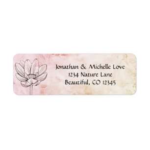Simple Lotus Flower Pink Gold Marble Bkg Address Label