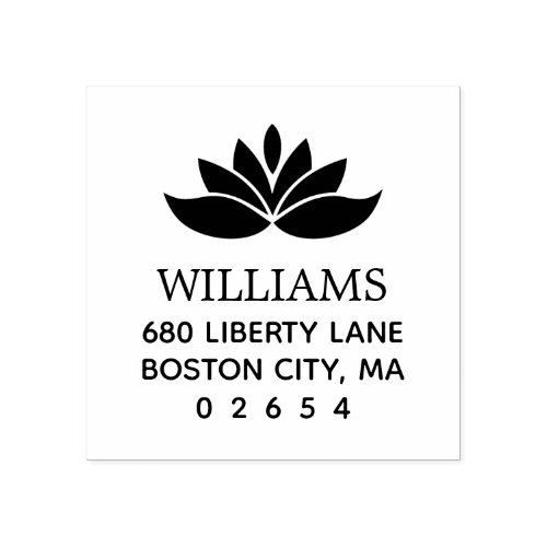 Simple Lotus Flower Return Address Rubber Stamp