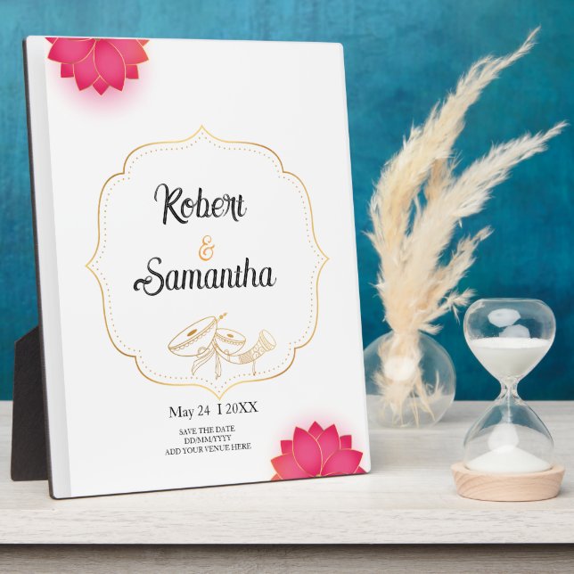 Simple Lotus Minimalist wedding  Plaque (Side)