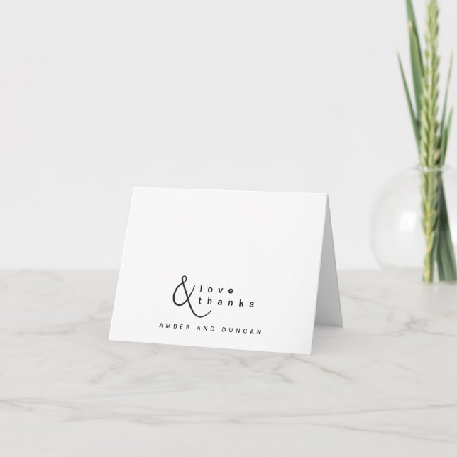 Simple Love and Thanks Ampersand Wedding Thank You Card (Front)