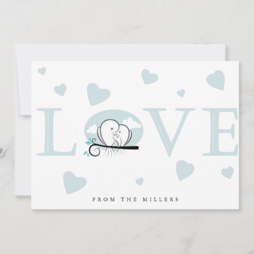 Simple LOVE  Birds  Valentines Day  Holiday Card