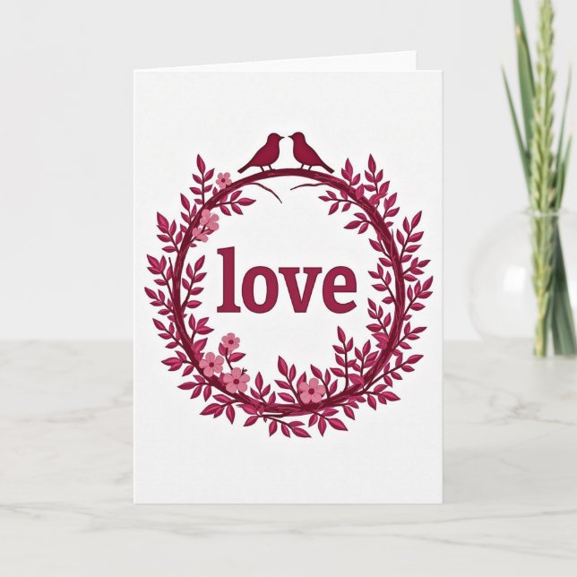 Simple Love Birds Wreath Card (Front)