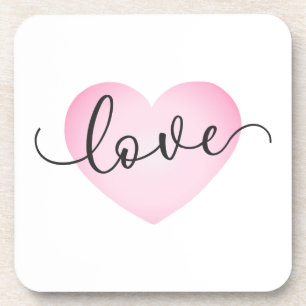 Simple Love Calligraphy Valentine Coaster