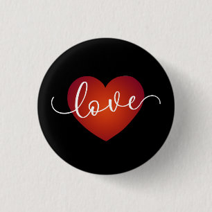 Simple Love Calligraphy Valentine Pin Button