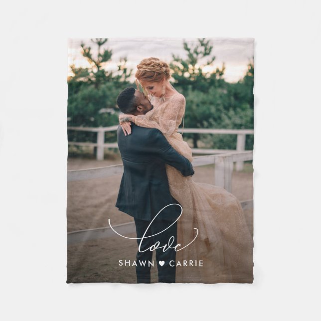 Simple Love Editable Color Personalized Blanket (Front)