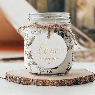 Simple Love From Name Gold Foil Favor Tags