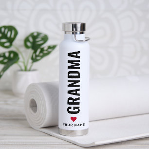 Simple Love Grandma Custom Name White Water Bottl Bottle