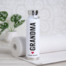 Simple Love Grandma  Custom Name White Water Bottl