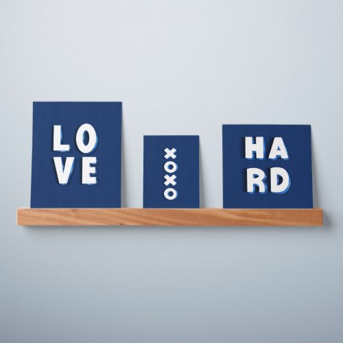 Simple LOVE HARD Blue Navy handwritten 3D funny Picture Ledge