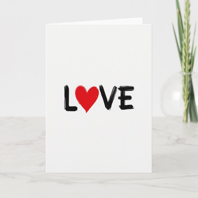 Simple Love Heart Brush Stroke Card (Front)