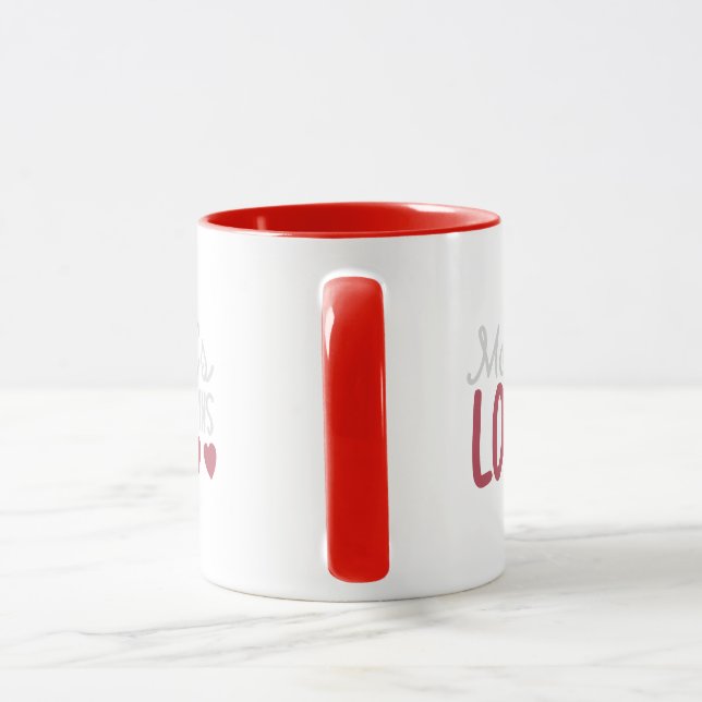 Simple Love Heart Typography Red Two Tone Mug (Handle)