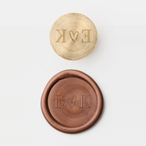 Simple love heart with initials wax seal stamp