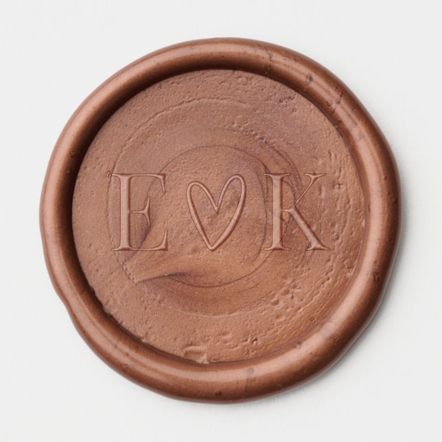 Simple love heart with initials wax seal sticker (Front)