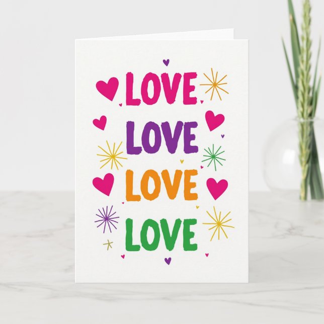 Simple Love Hearts Card (Front)