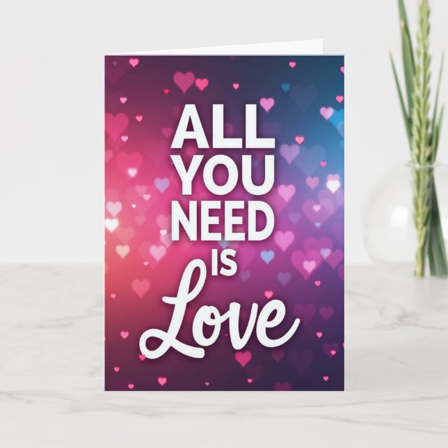 Simple Love Hearts Glow Card (Front)
