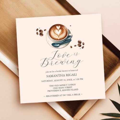 Simple Love is Brewing Bridal Shower Invitations
