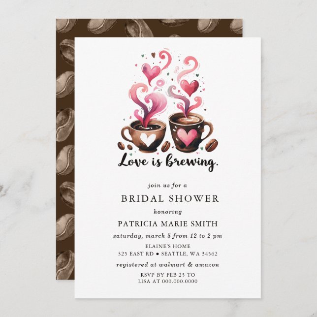 Simple Love is Brewing Coffee Bridal Shower Invitation (Front/Back)