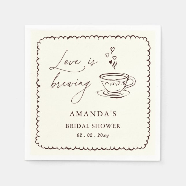 Simple Love is Brewing Coffee Bridal Shower  Napkins (Front)