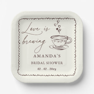 Simple Love is Brewing Coffee Bridal Shower Paper Plates