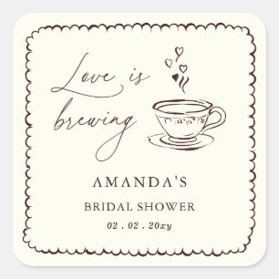 Simple Love is Brewing Coffee Bridal Shower Square Sticker