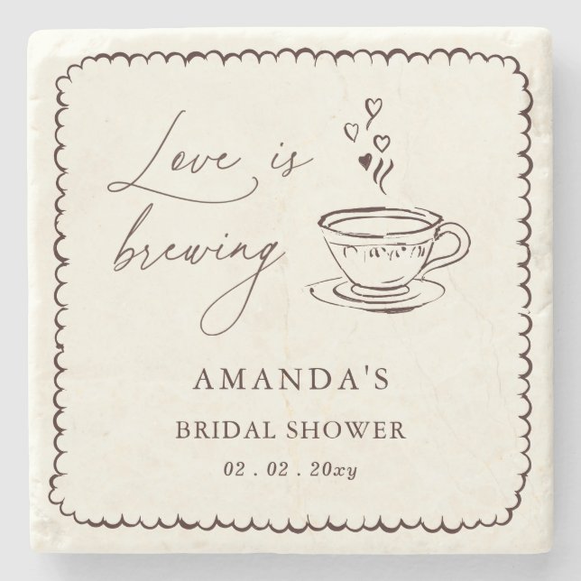 Simple Love is Brewing Coffee Bridal Shower  Stone Coaster (Front)