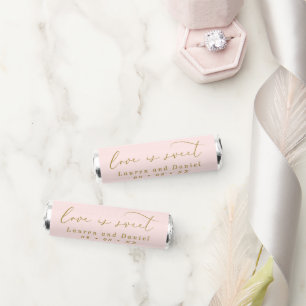 Simple Love is Sweet Blush & Gold Script Wedding Breath Savers® Mints
